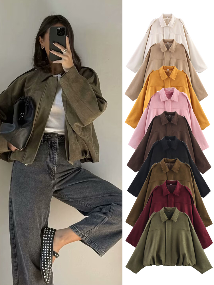 Winter Clothing Online - TFMLN Women Suede Bomber Jacket Spring