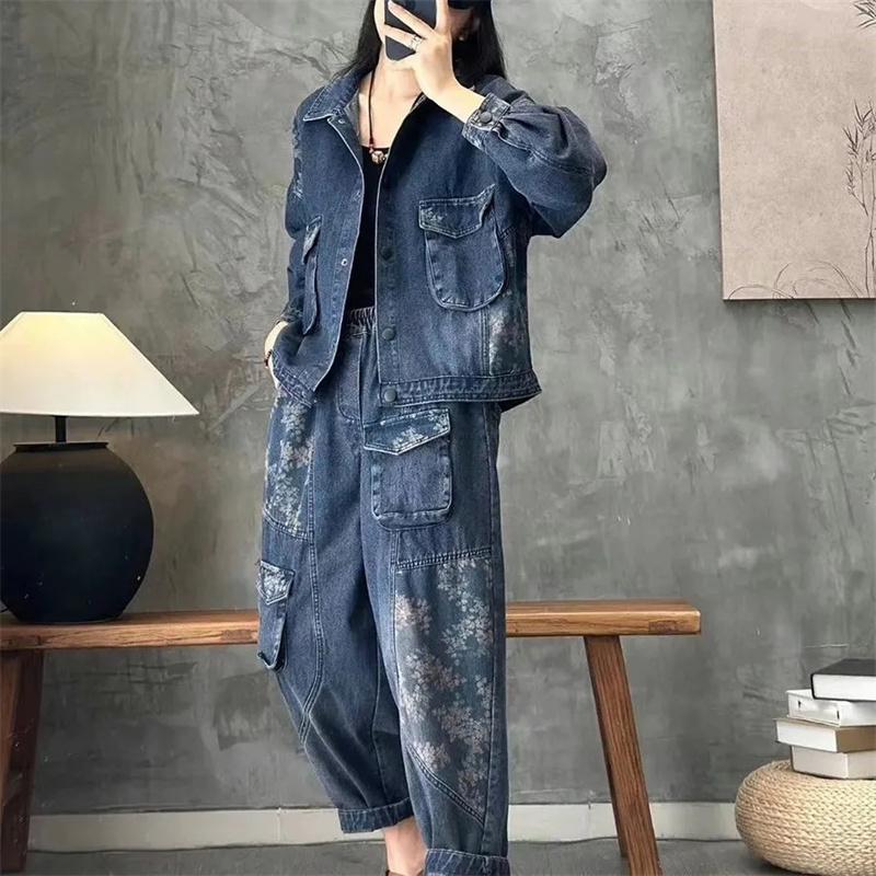 Winter Clothing Online - 2025 Autumn Denim jacket Suits Plaid