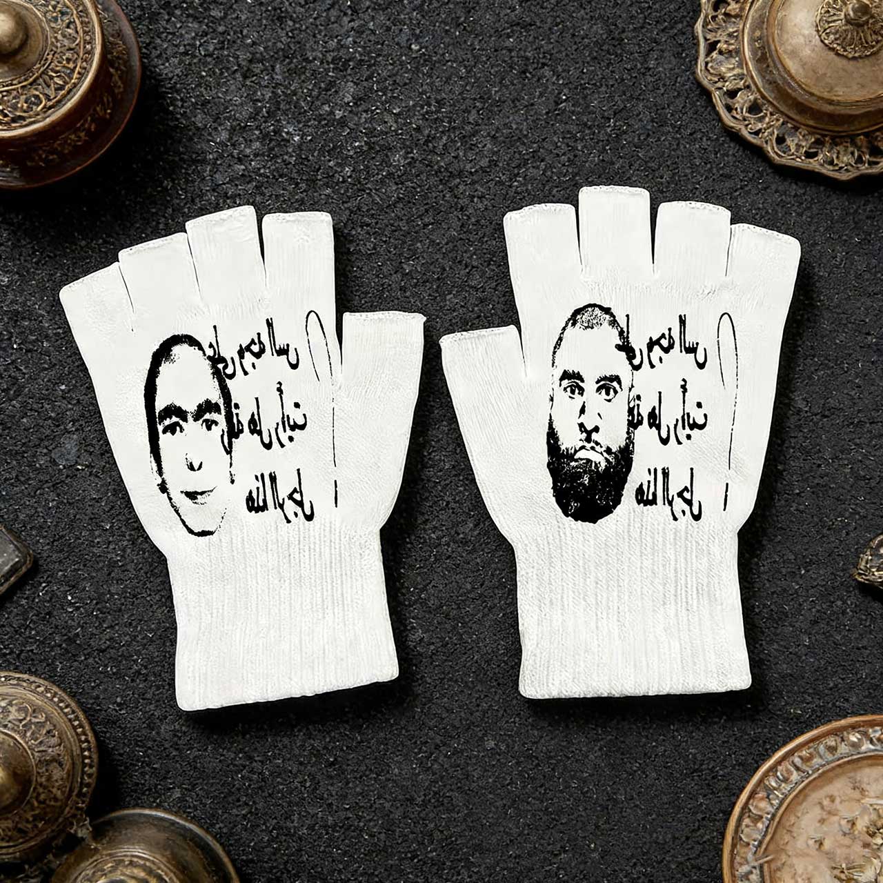 Knit Glove Touch Screen - Y2K Retro Printed Fingerless Gloves -