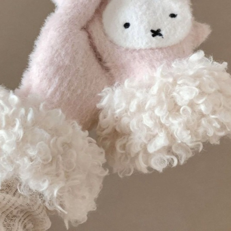 Knit Glove Touch Screen - Cartoon Kawaii Plush Knitting Gloves Female
