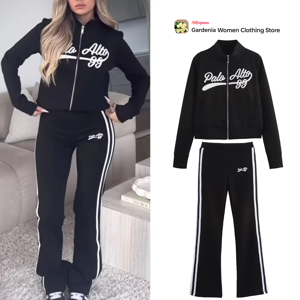 Winter Clothing Online - Casual Women's Black Varsity Sport Set