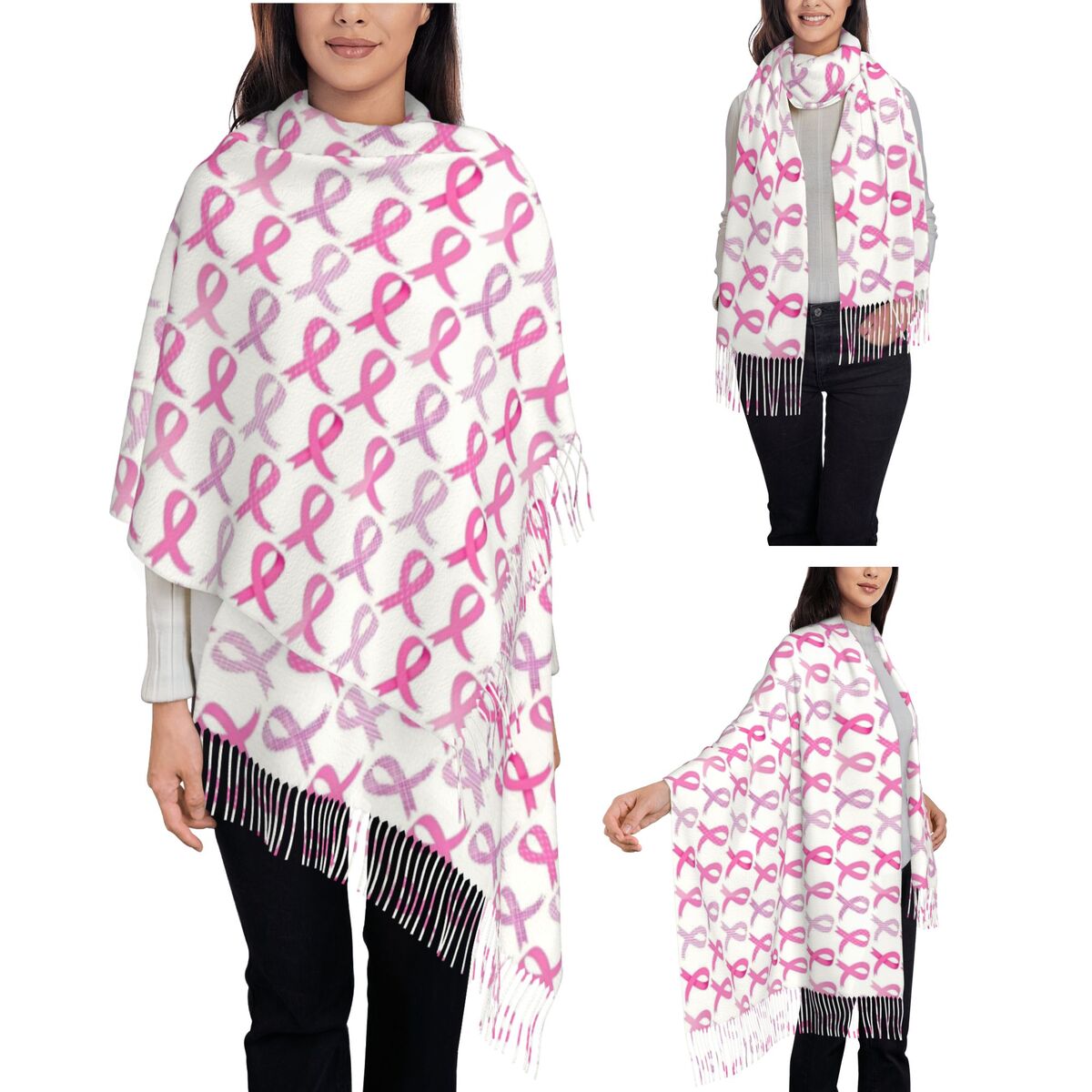 Women's Tassel Scarf Pink Ribb - Cashmere Scarf Wrap review and price