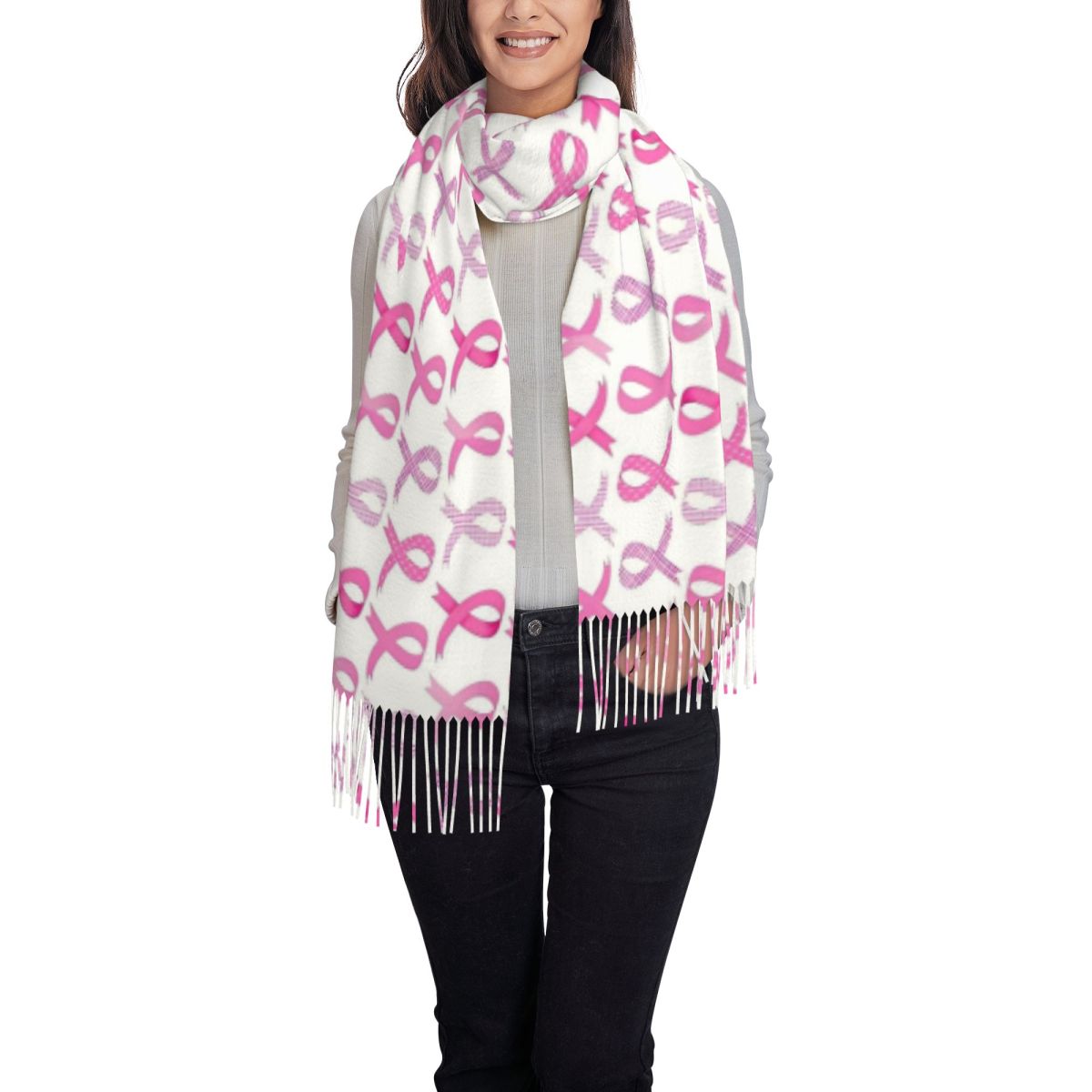 Women's Tassel Scarf Pink Ribb - Cashmere Scarf Wrap review and price