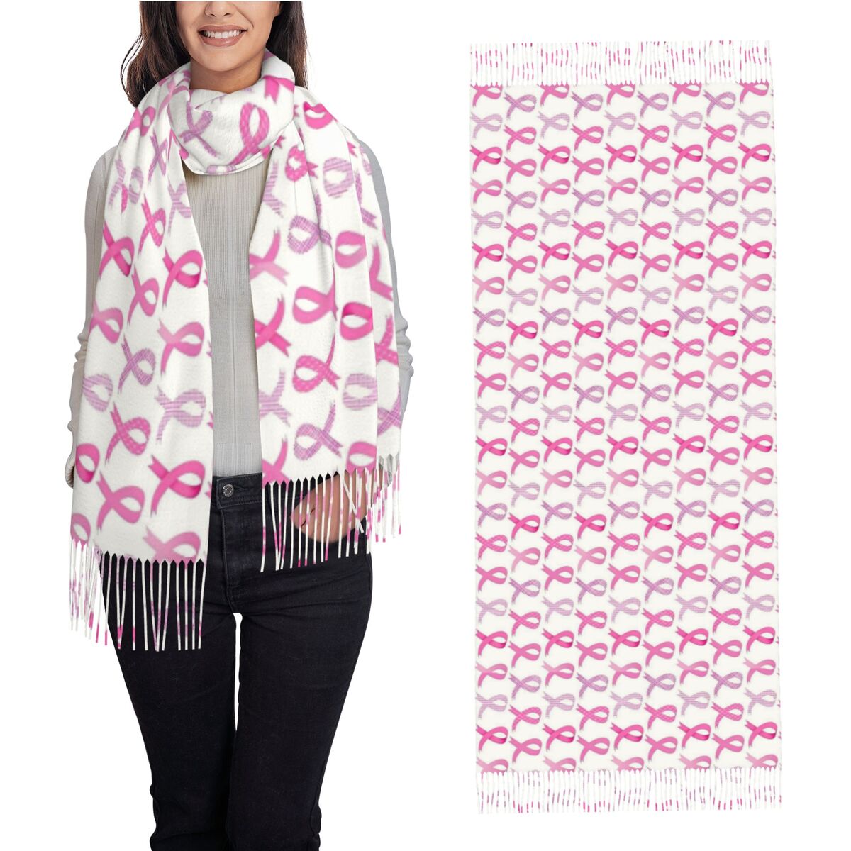 Women's Tassel Scarf Pink Ribb - Cashmere Scarf Wrap review and price