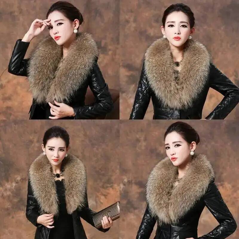 Natural Raccoon Fur Collar Rea - Winter Clothing Online review and price