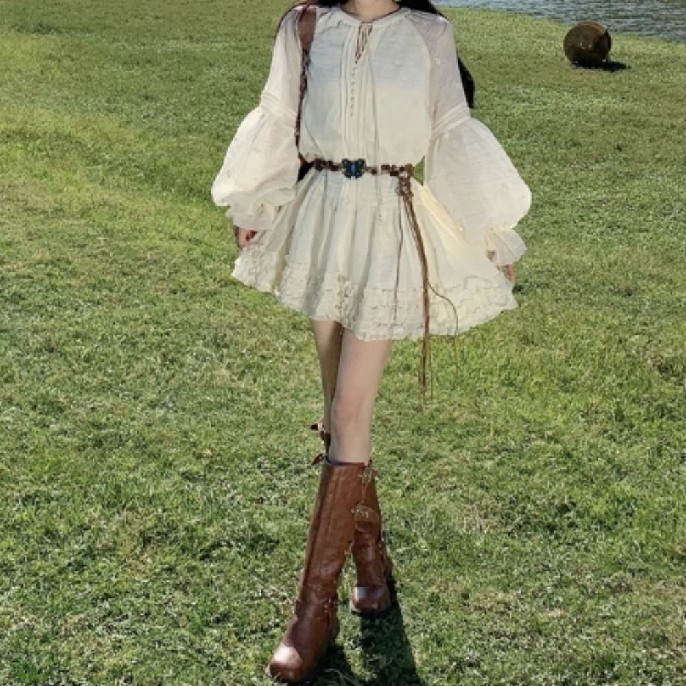Sweet Embroidered O-neck Lace- - Winter Clothing Dress Up review and price