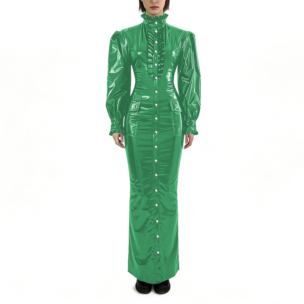 Glossy PVC Long Pencil Dress P - Winter Clothing Outfits review and price
