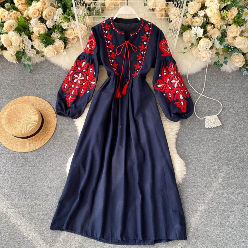 Loose Dress Embroidered Flower - Winter Clothing Dress Up review and price