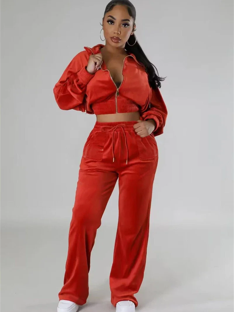 Fashion Velvet 2 Piece Sets Wo - Winter Clothing Outfits review and price
