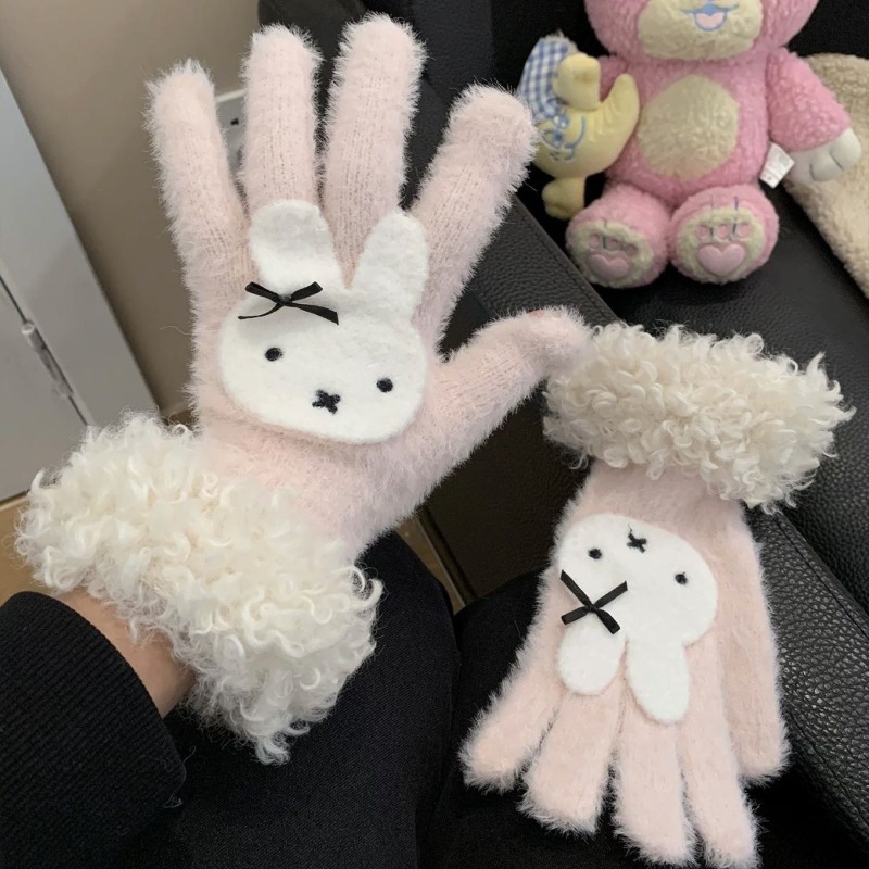 Cartoon Kawaii Plush Knitting  - Knit Glove Touch Screen review and price