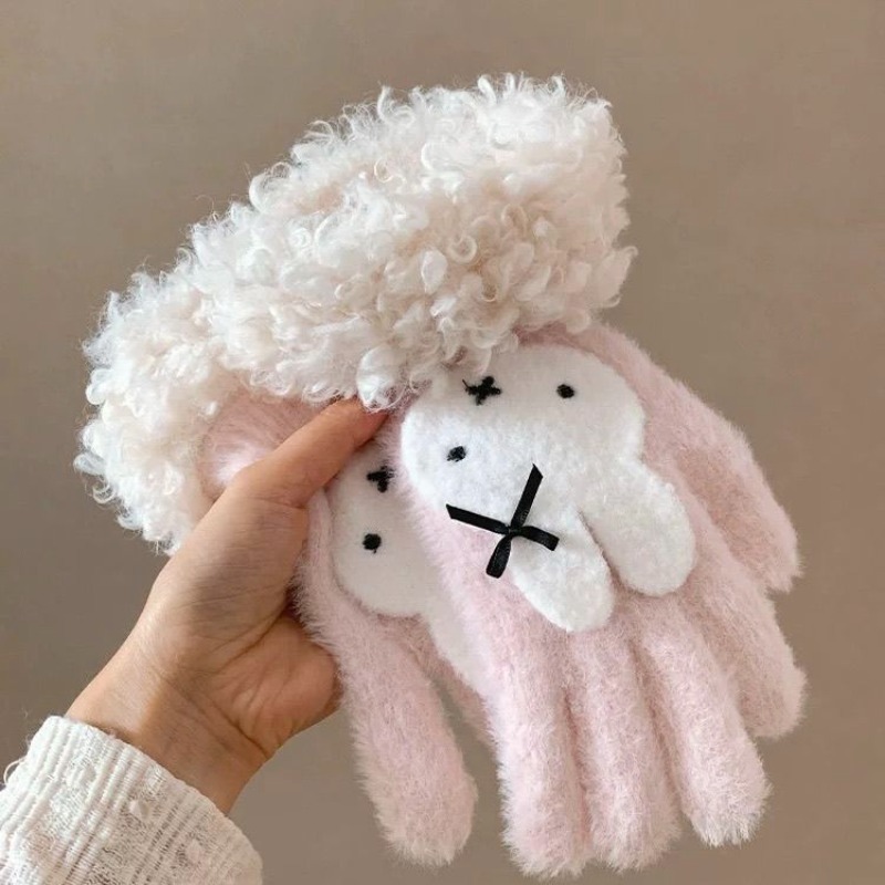 Cartoon Kawaii Plush Knitting  - Knit Glove Touch Screen review and price