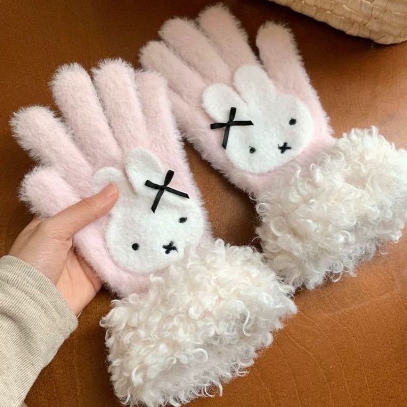 Cartoon Kawaii Plush Knitting  - Knit Glove Touch Screen review and price