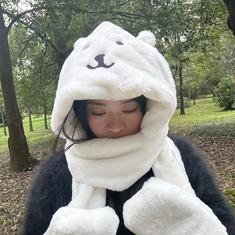 3 In 1 Plush Thick Hooded Hat  - Winter Clothing Kids review and price
