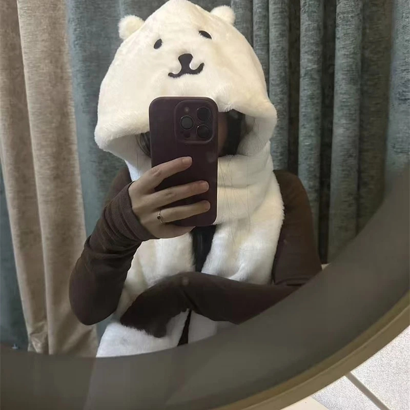 3 In 1 Plush Thick Hooded Hat  - Winter Clothing Kids review and price
