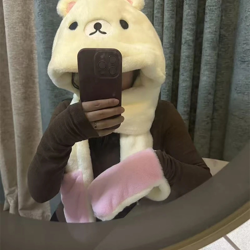 3 In 1 Plush Thick Hooded Hat  - Winter Clothing Kids review and price