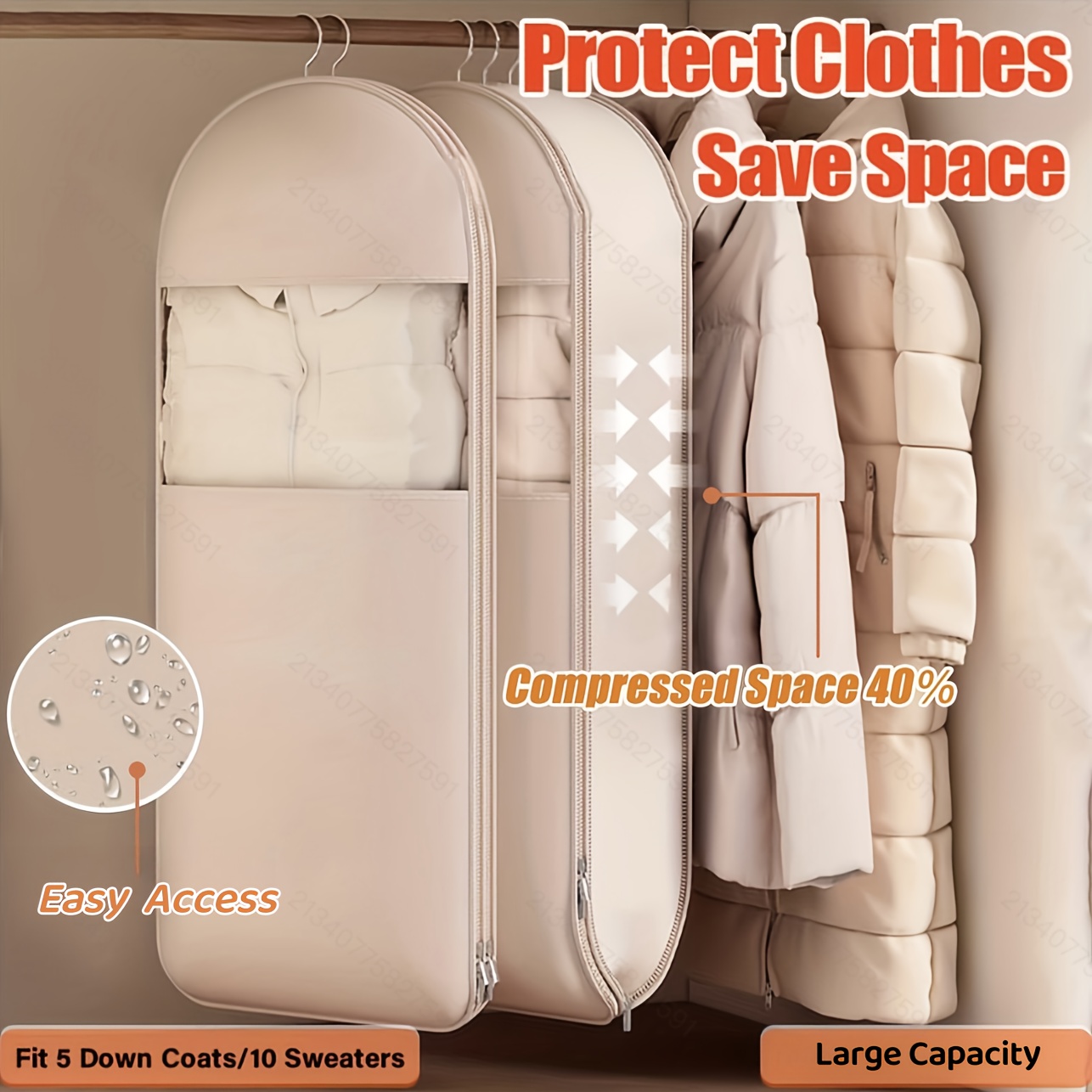 Beige Compression Hanging Bag, - Winter Clothing Organizer review and price