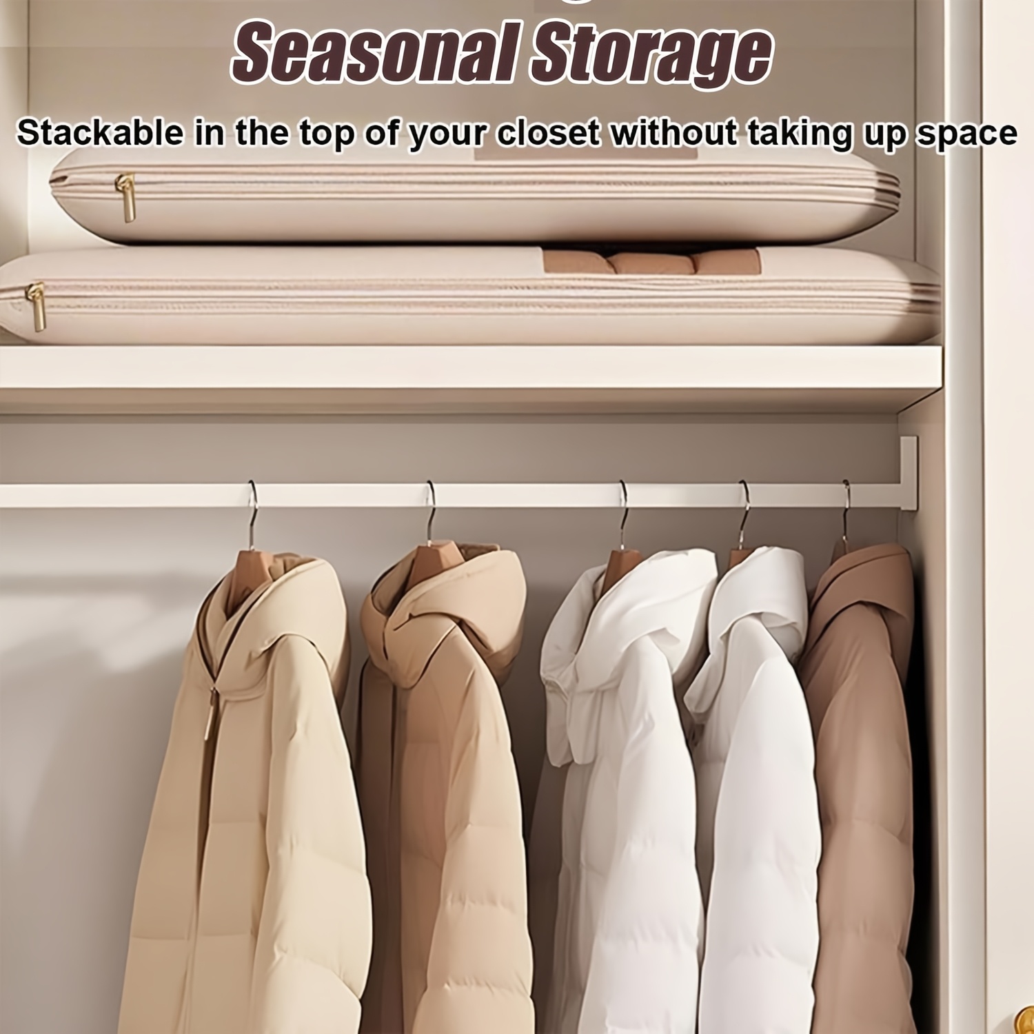 Beige Compression Hanging Bag, - Winter Clothing Organizer review and price