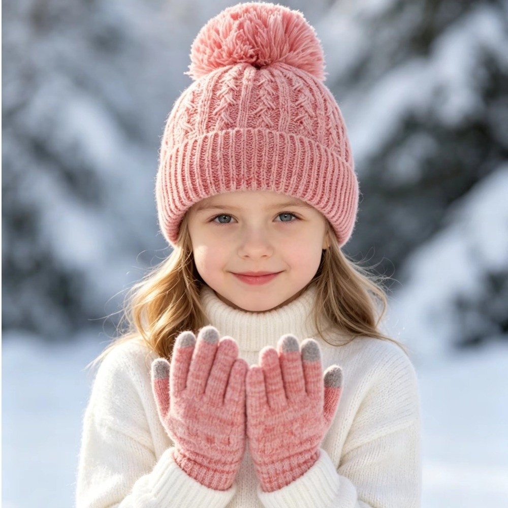 2Pcs/Set Fashion Winter Childr - Knit Glove Touch Screen review and price